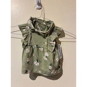 NWT Carter's Green Floral Outfit with Bow - 6M